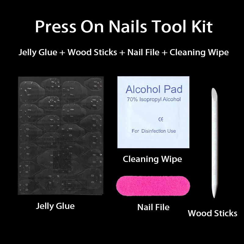 Nail Art Quotes - 1 Set Nagelkleber-Tabs, Gelee-Kleber-Aufkleber, gefälschtes Press-on-Nagelspitzen-Werkzeugset