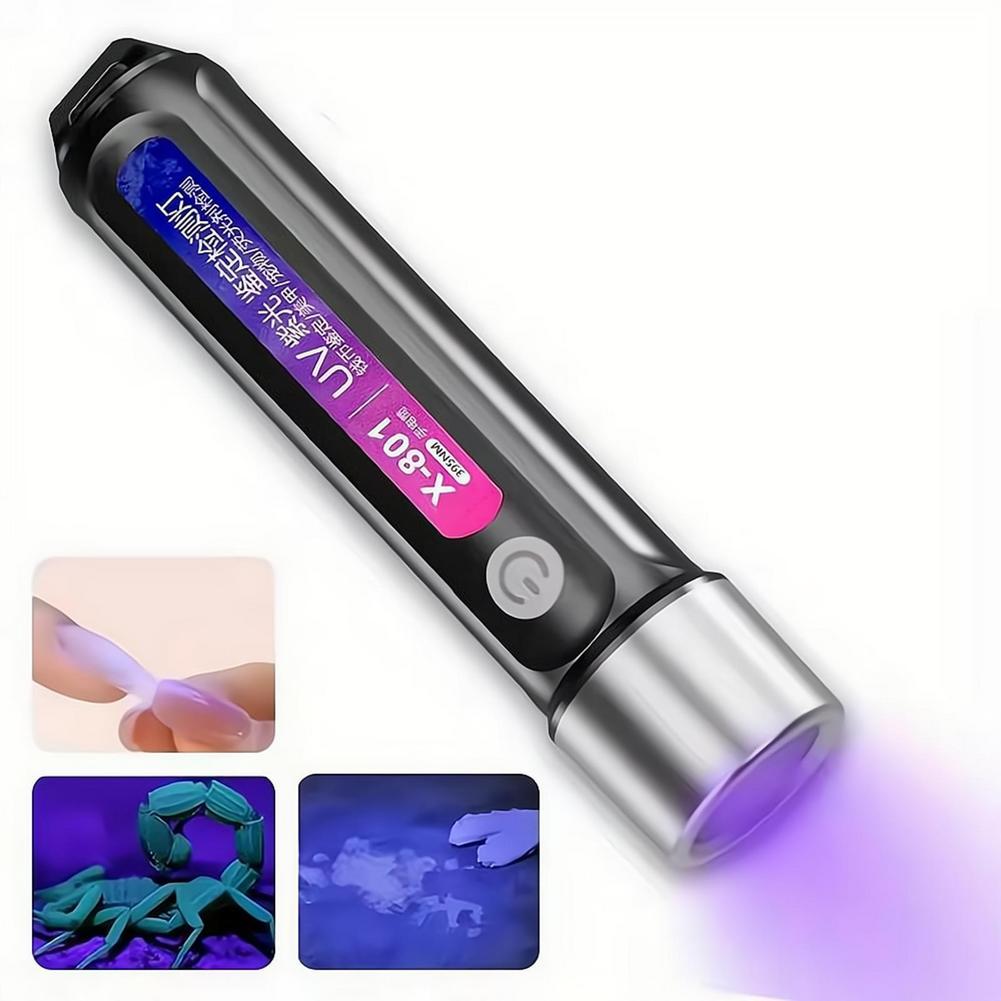 Uv Led Lamp Nail - Mini UV-LED-Schwarzlicht-Taschenlampe, wiederaufladbar, für Nägel, Tierflecken,