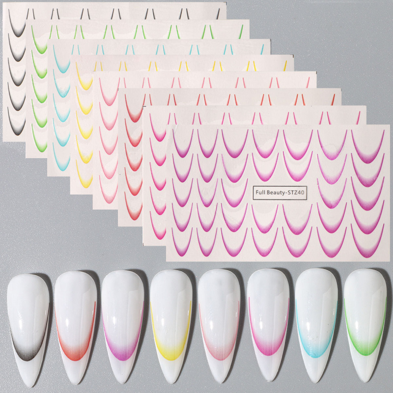 Nail Art Quotes - 8 stücke Gradient Französisch Nail Art